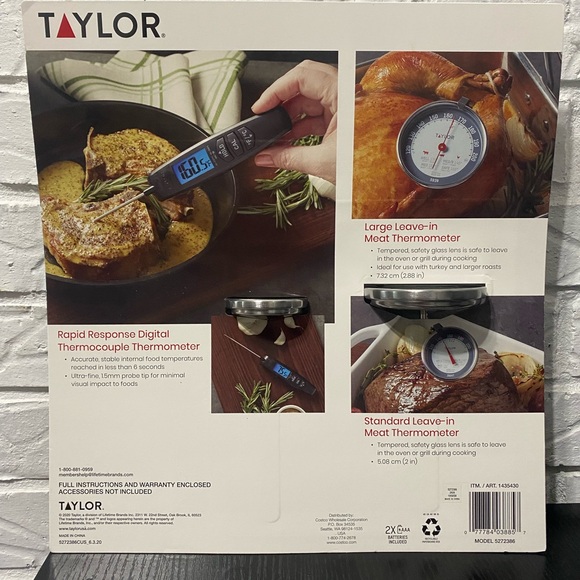 NEW Taylor 3 Piece Kitchen Thermometer Set - Digital Thermometer and 2 Leave In - Picture 2 of 2